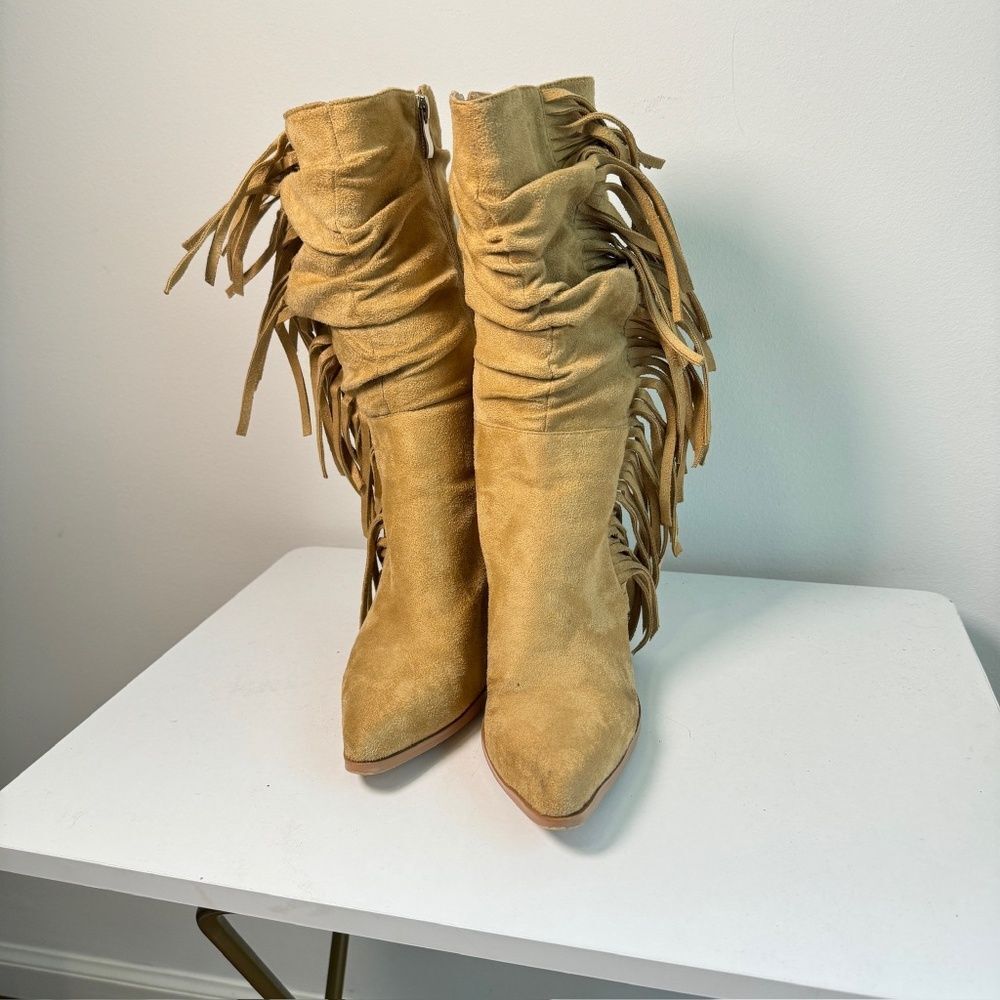 Pretty Little Thing- Tan Boots with Fringe